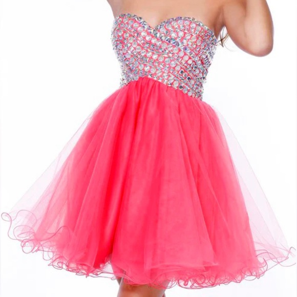 MED Soft Pastel Mint Jewel Embellished Strapless Bodice Flirty Tulle Skirt Dress - Picture 6 of 7